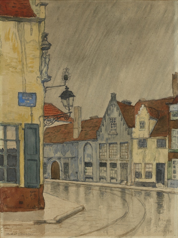 RUE NEUVE DE GAND, BRUGES by Mstislav Valerianovich Dobuzhinsky