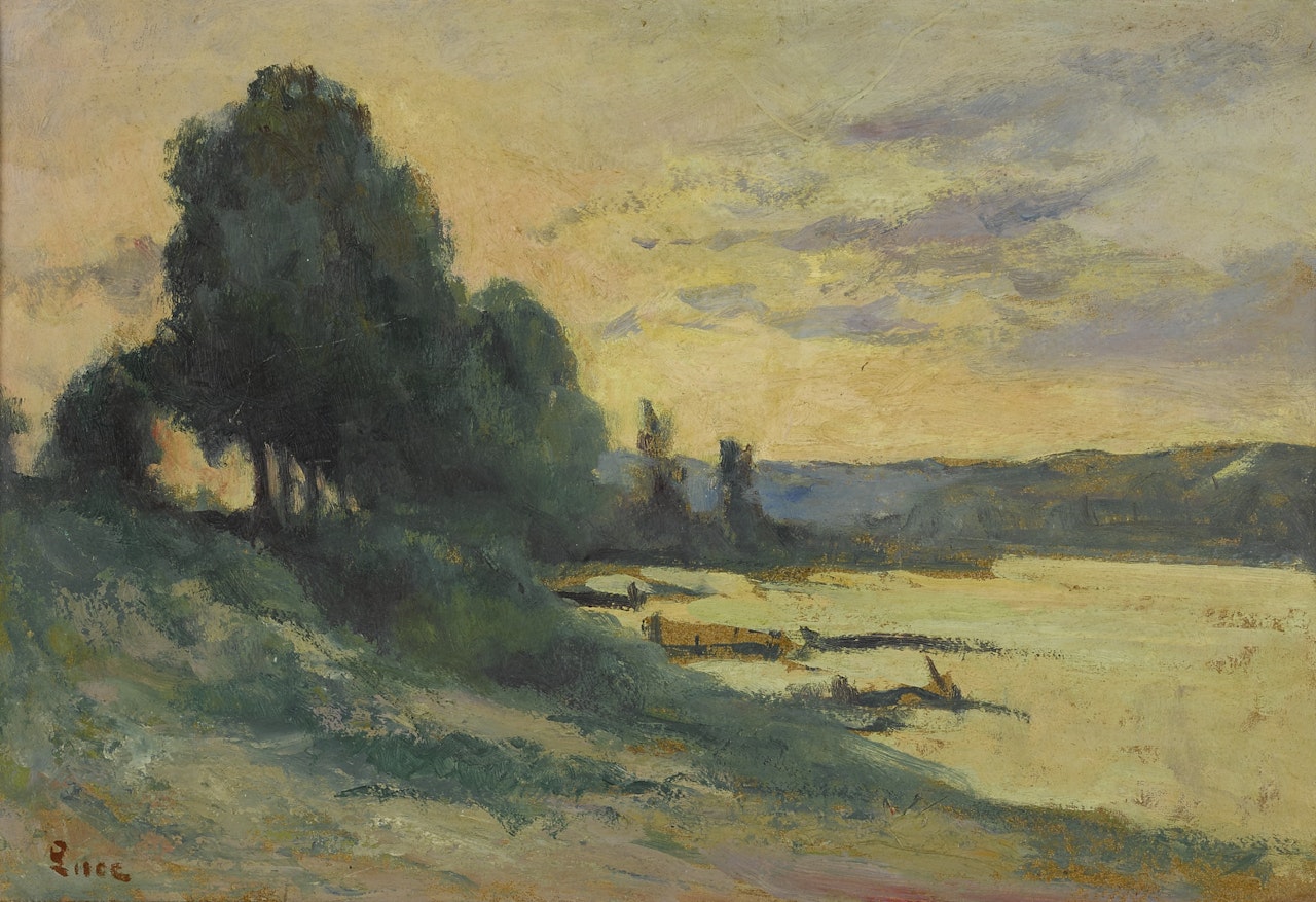 LA SEINE AUX ENVIRONS DE ROLLEBOISE by Maximilien Luce