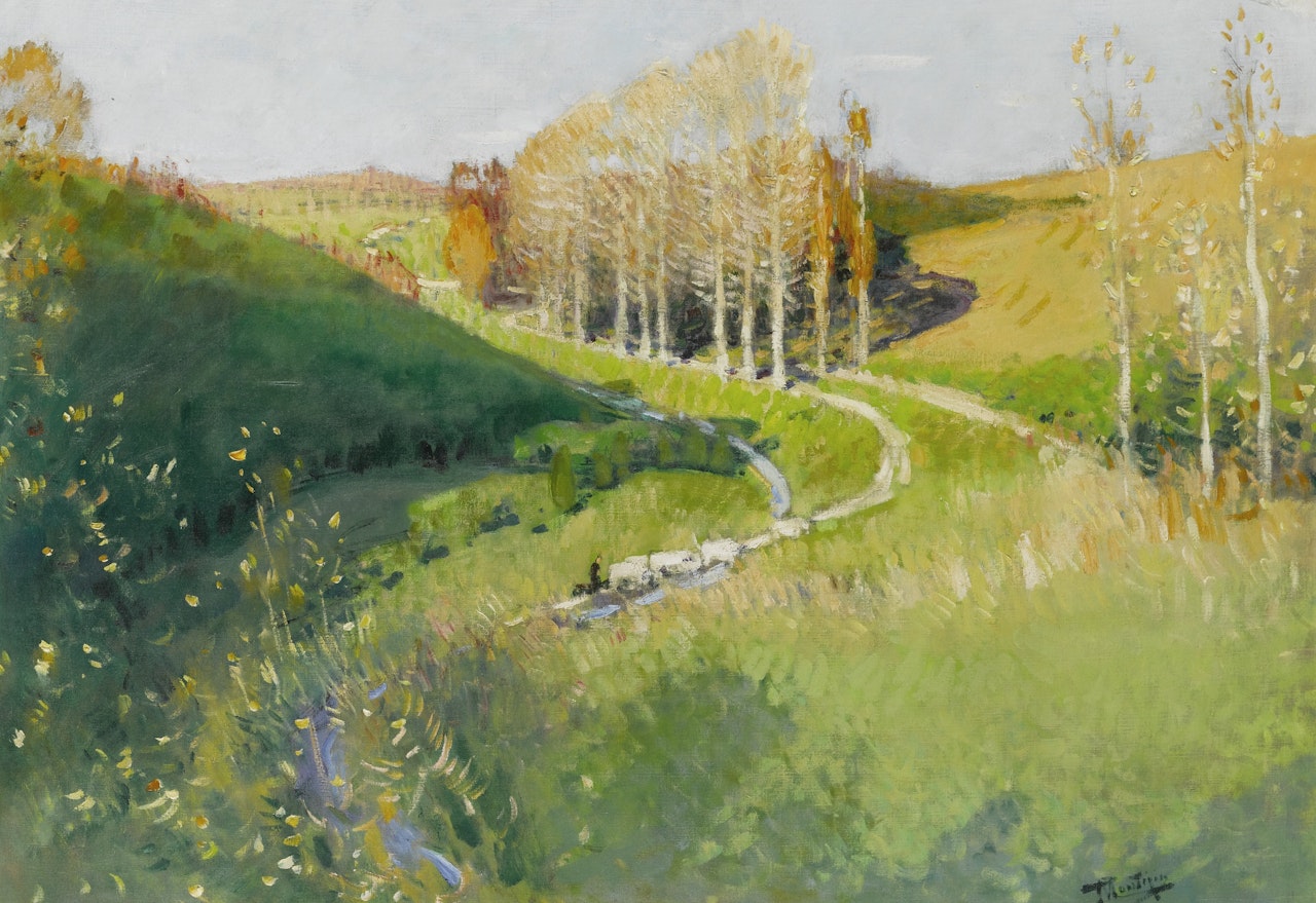 AU BORD DU RUISSEAU by Pierre Eugène Montezin