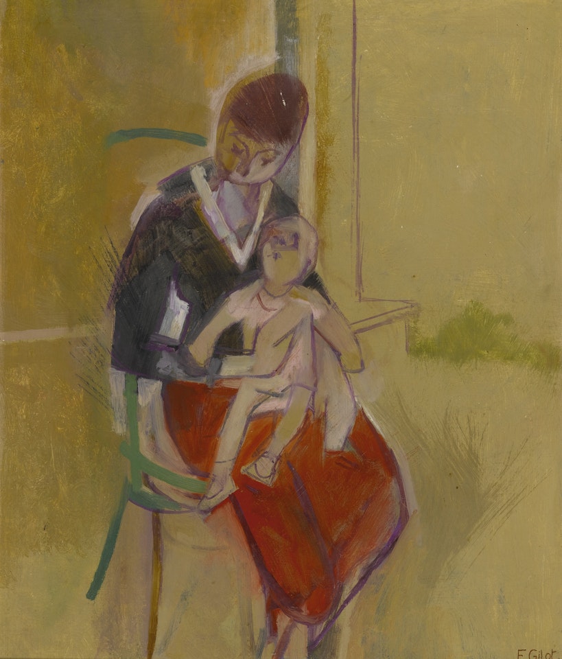 MATERNITY, AURÉLIA AND MYSELF WITH RED SKIRT by Françoise Gilot