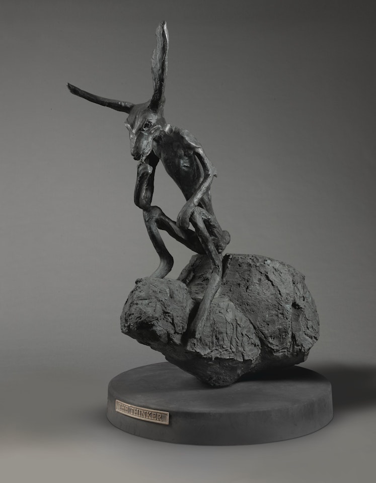 THINKER ON ROCK by Barry Flanagan