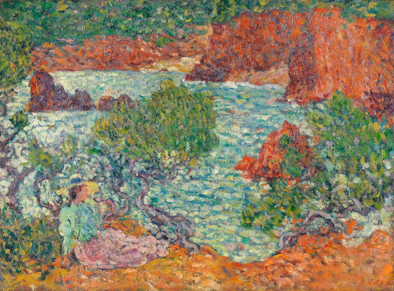 Femme sur les rochers rouges, Agay by Louis Valtat