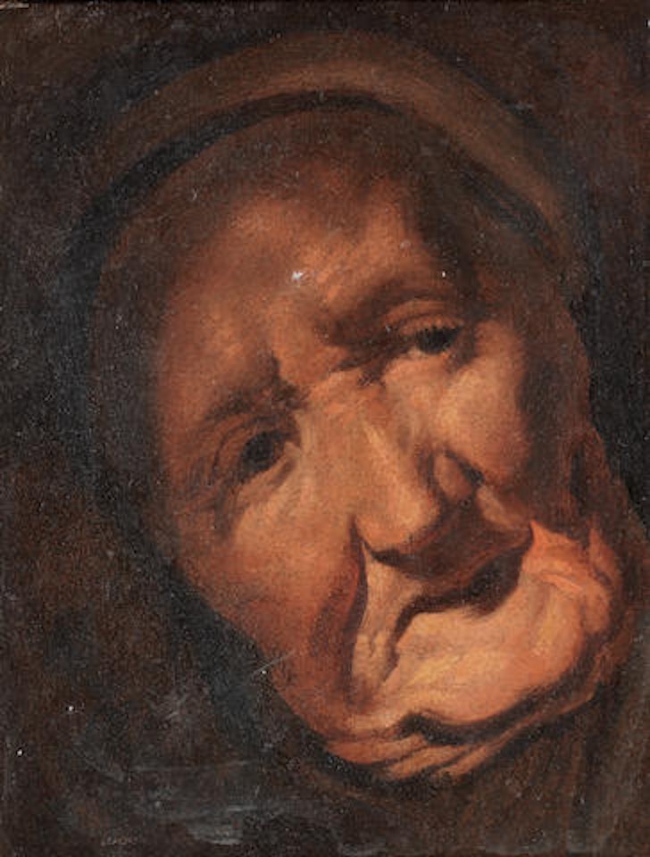 Head study of an elderly woman by Jacob Jordaens