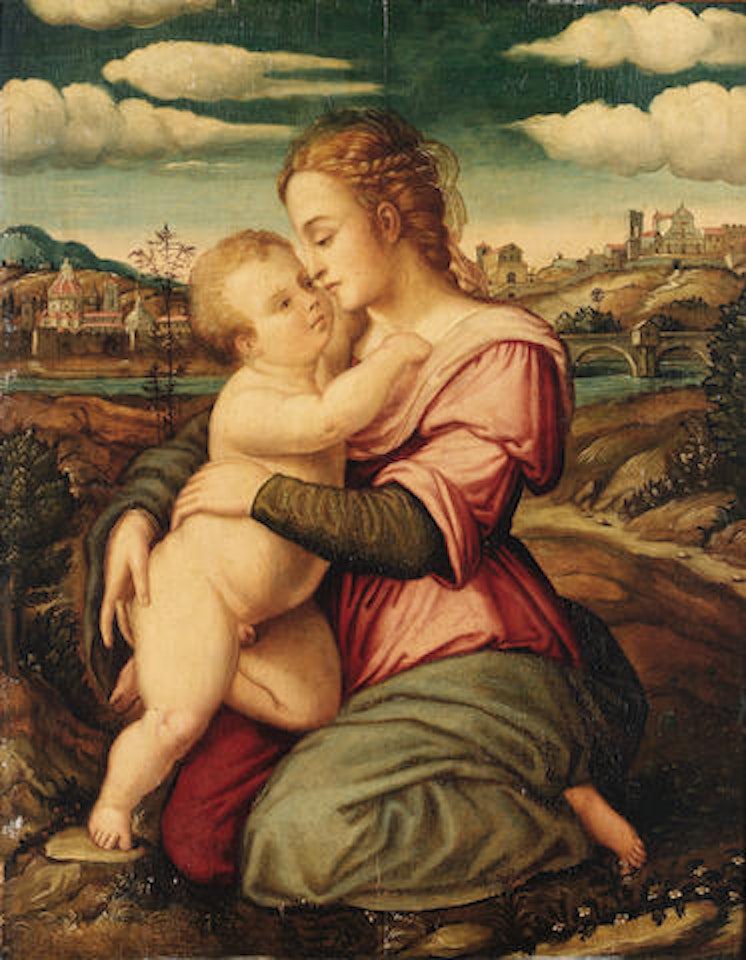 The Madonna and Child with a view to the city of Florence beyond by Florentine School