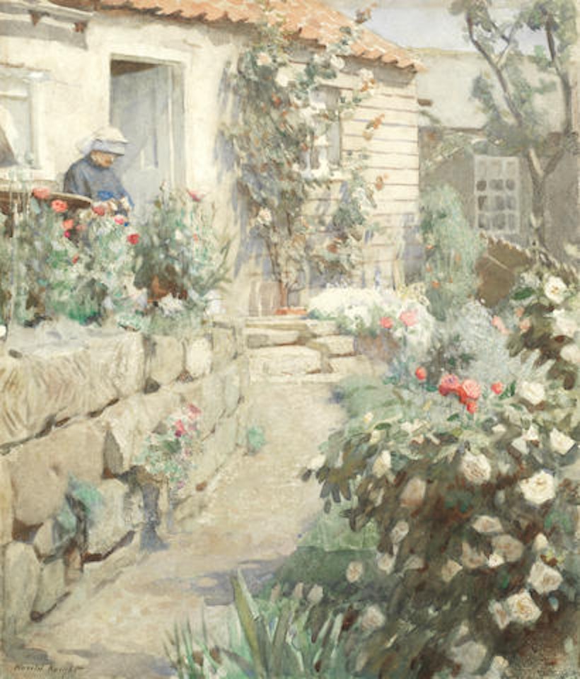 Cottage garden by Harold Knight
