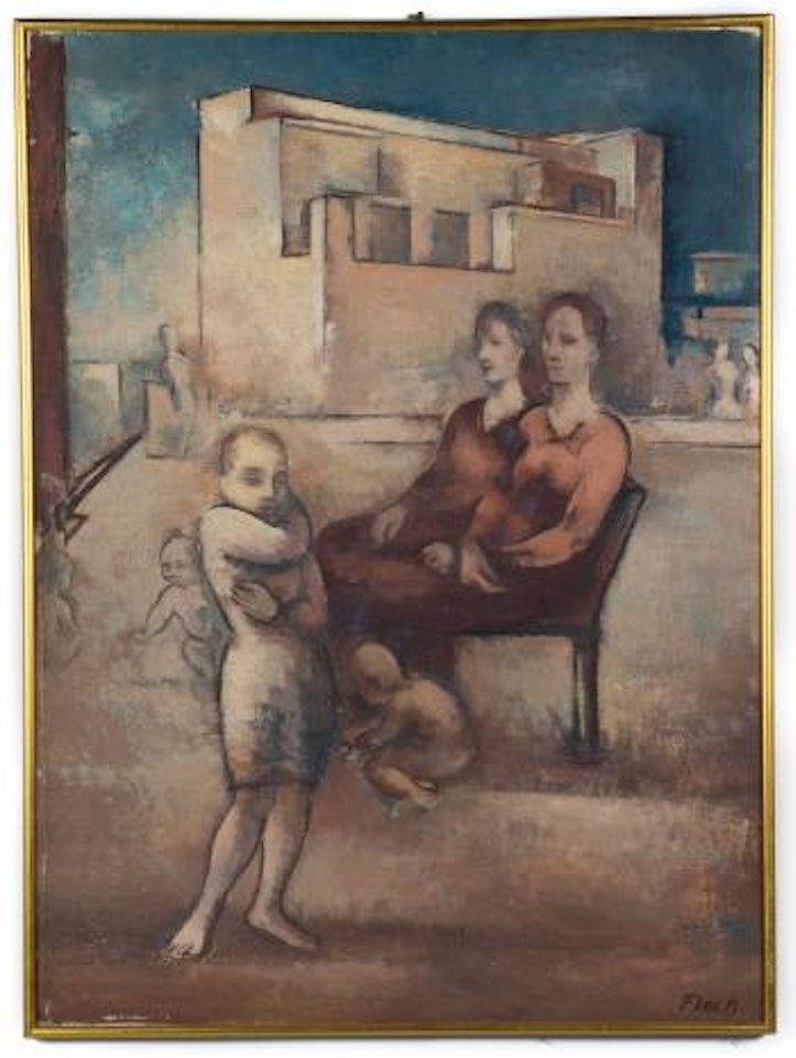 Women and children with an architectural background by Joseph Floch