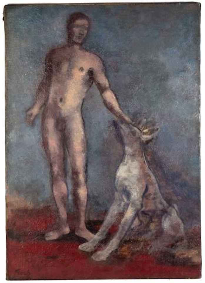 Man and dog by Joseph Floch