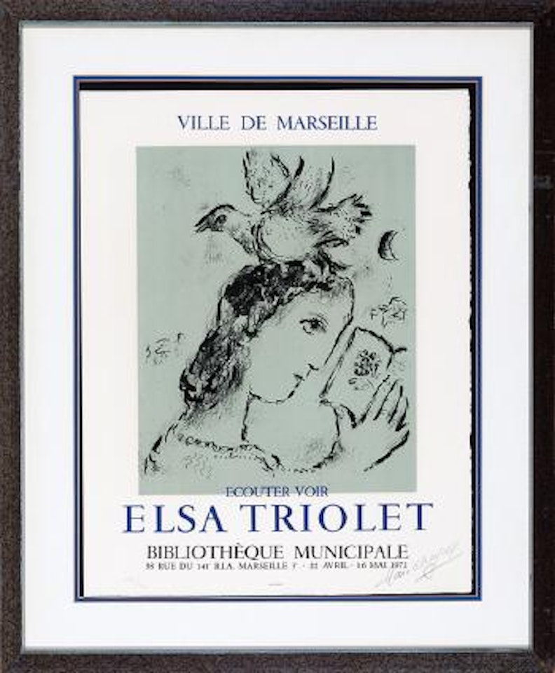 Villa de Marseille, Ecouter Voir Elsa Triolet, Bibliotheque Municipale, Marseille (Mourlot 642) by Marc Chagall