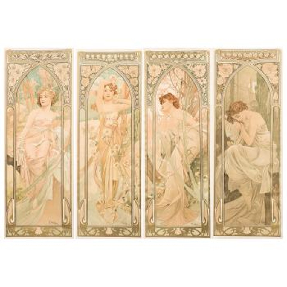 Éveil du matin. Éclat du jour. Rêverie du soi. Repos de la nuit by Alphonse Mucha