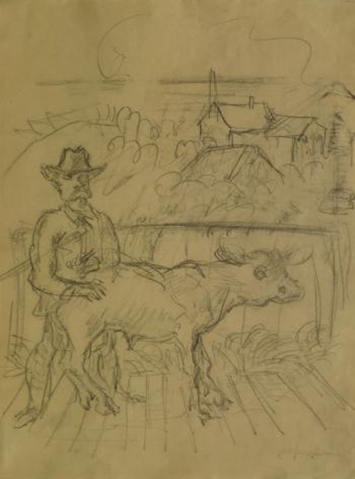 Bauer mit Kalb by Alfred Kubin