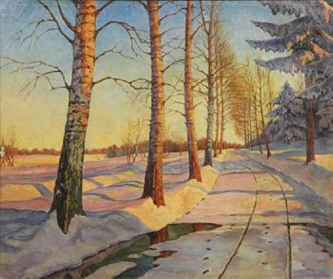 Untitled (Sunset Snow Scene) by Ivan Fedorovich Choultse