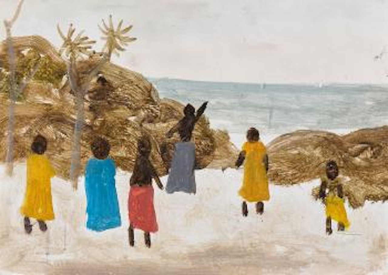 Islanders on beach by Ray Austin Crooke