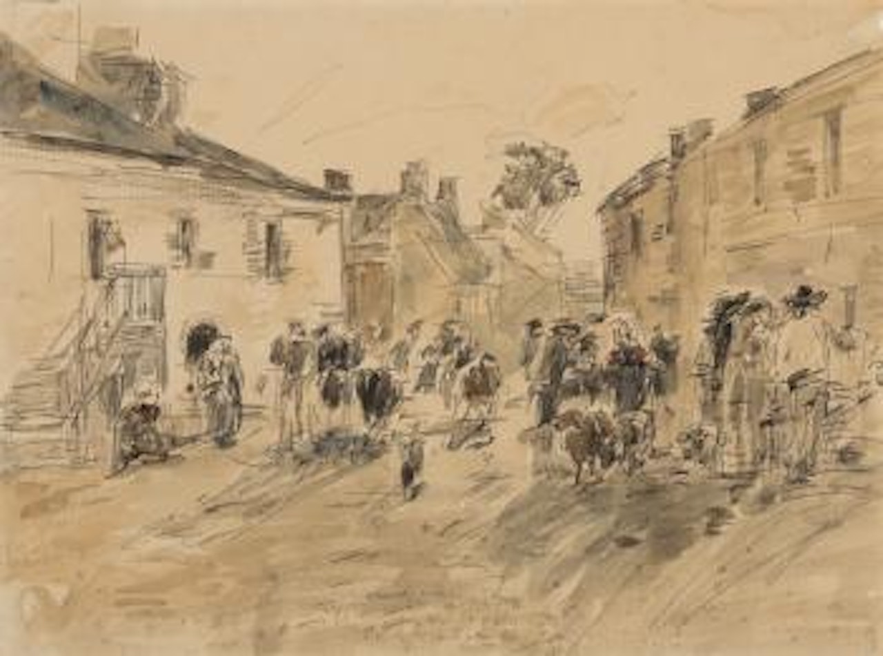 Village Breton - Foire by Eugène Boudin