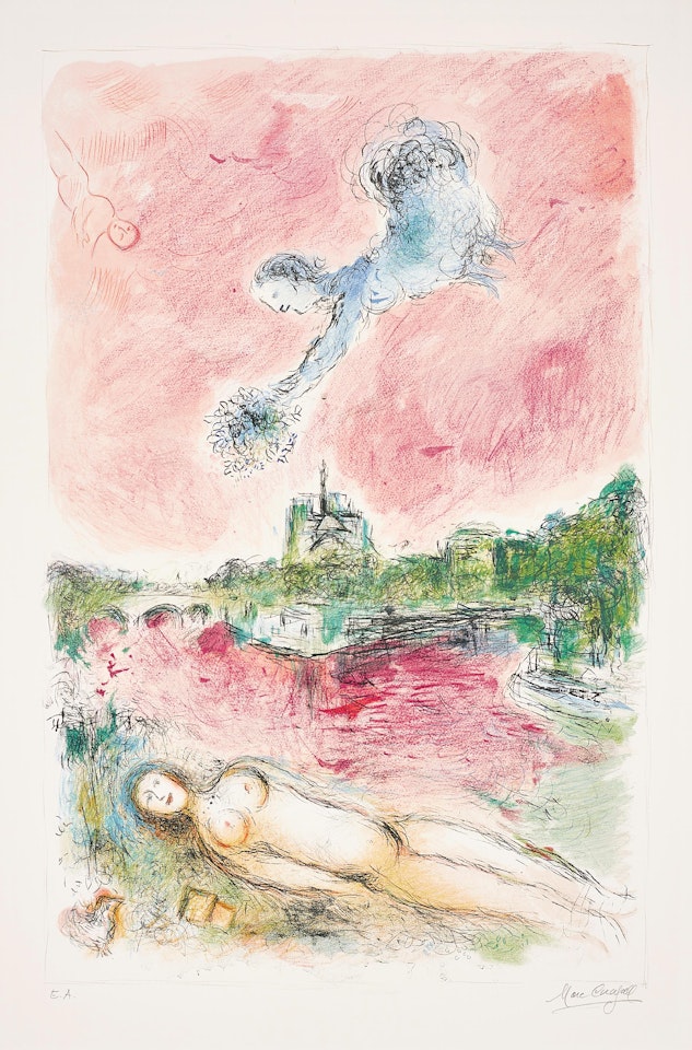 Vue de Notre-Dame (View of Notre-Dame) by Marc Chagall