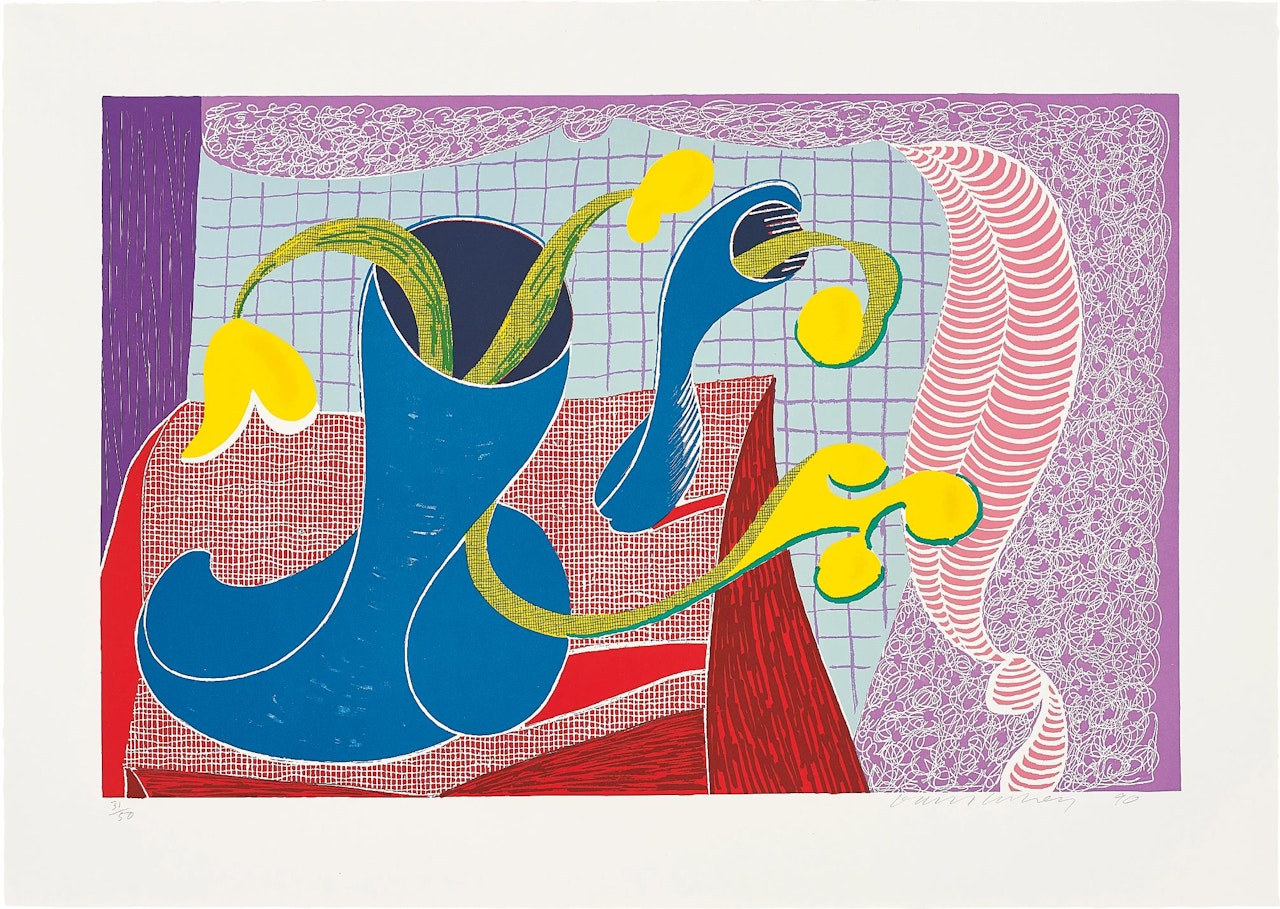 Four Flowers in Still Life by David Hockney