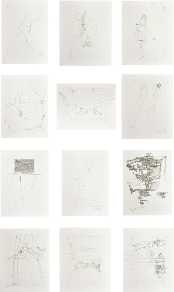 Drawings for 'Codices Madrid' by Leonardo da Vinci by Joseph Beuys