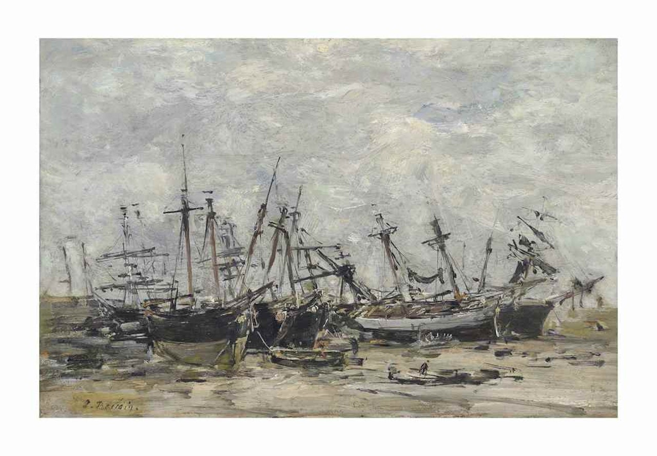 Portrieux. Bateaux échoués by Eugène Boudin