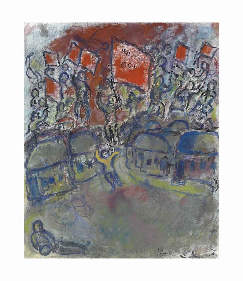 Les drapeaux rouges by Marc Chagall