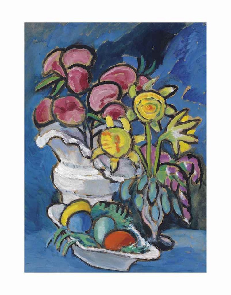 Stilleben mit Blumen und Ostereiern by Gabriele Münter