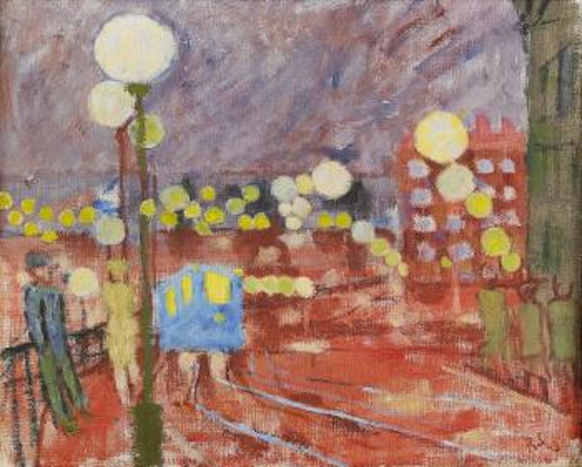 Stadsvy med spårvagn ,
1943 by Ragnar Sandberg