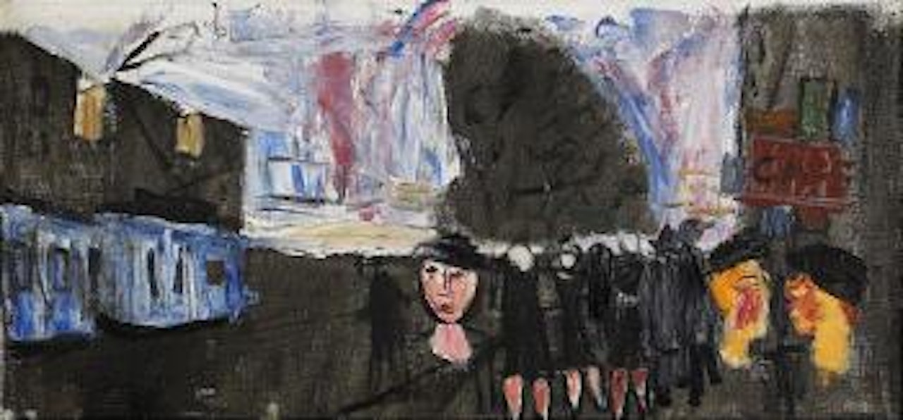 Stadsbild med spårvagnar by Ragnar Sandberg