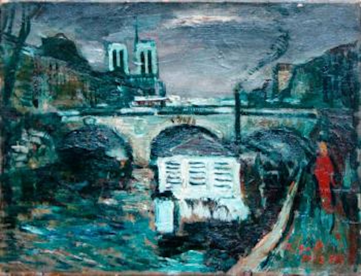 Le bateau lavoir au pont Saint Michel à Paris by François Gall