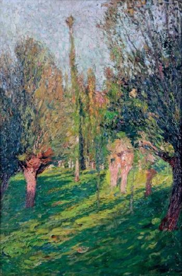 Prairie aux peupliers dans la vallée du lot by Henri Jean Guillaume Martin