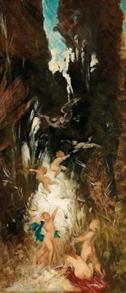 Putti near a forest brook by Hans Makart