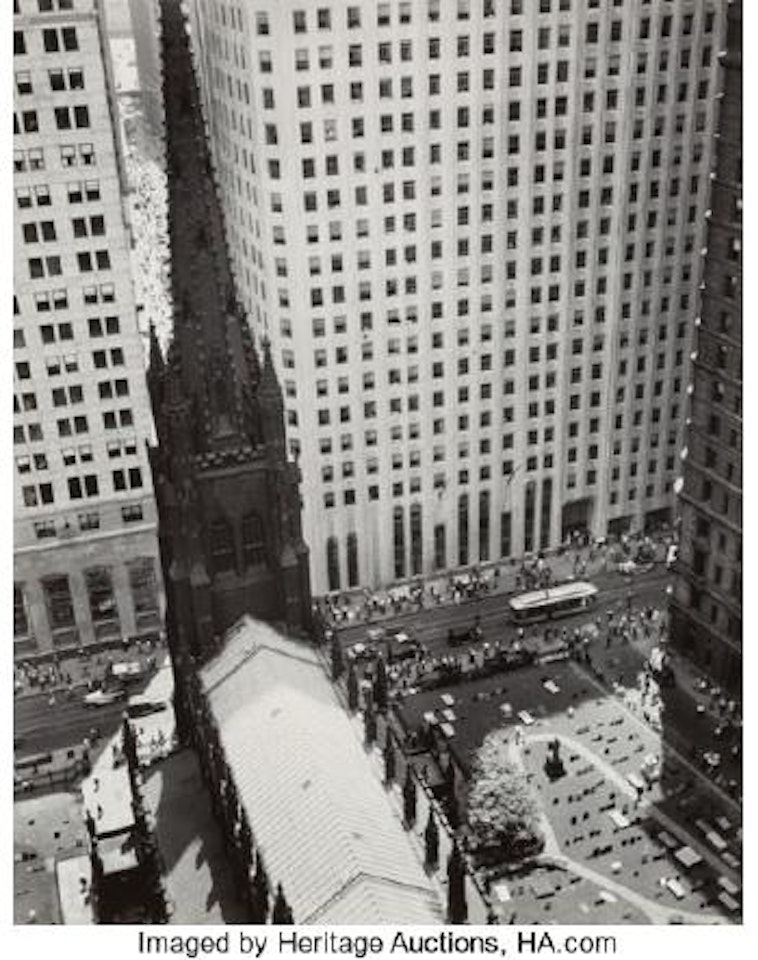 Trinity Church and Wall Street Towers ,
1934 by Berenice Abbott