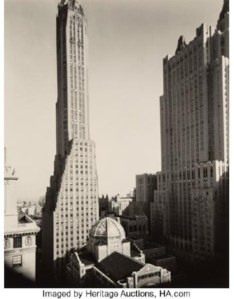 St. Bartholomew's Church, Waldorf-Astoria Hotel, and General Electric Building, Park Avenue and 51st Street, April 2, 1936 ,
1936 by Berenice Abbott