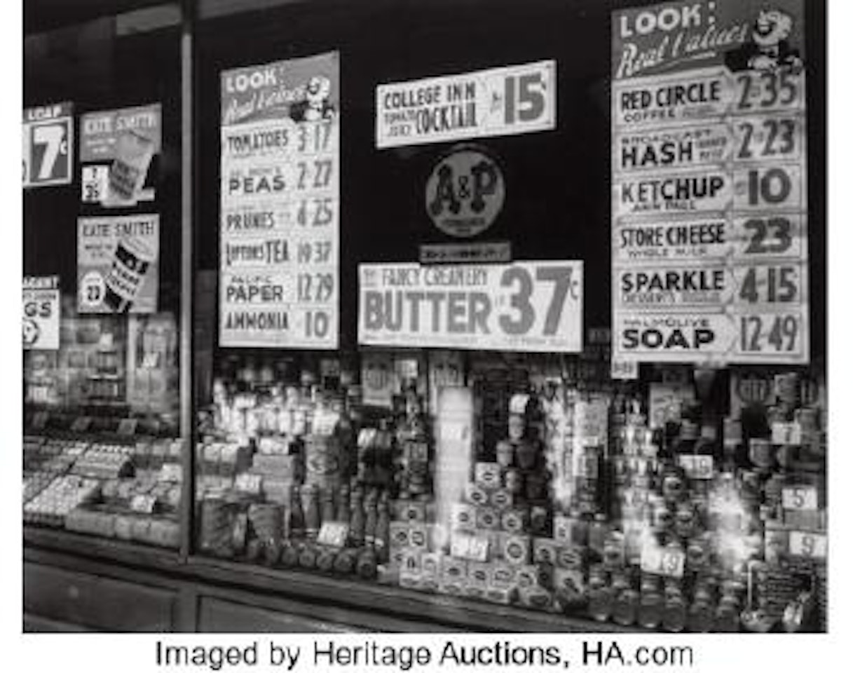 A & P, Great Atlantic and Pacific Tea Company, 246 Third Avenue between East 20th and 21st Streets, March 16, 1936 ,
1936 by Berenice Abbott