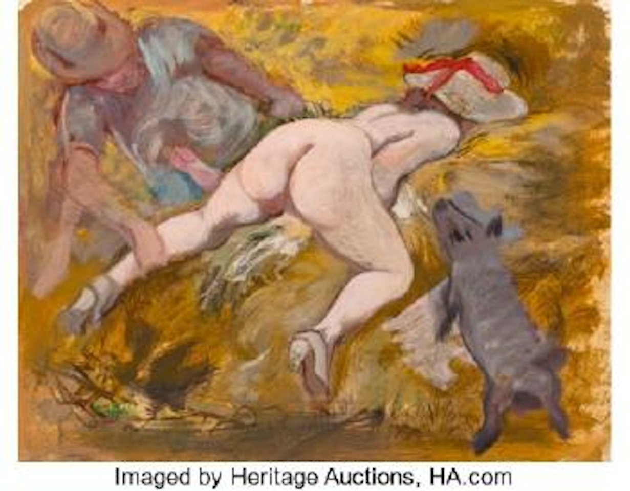 Lovers and Sitting Female Nude by George Grosz