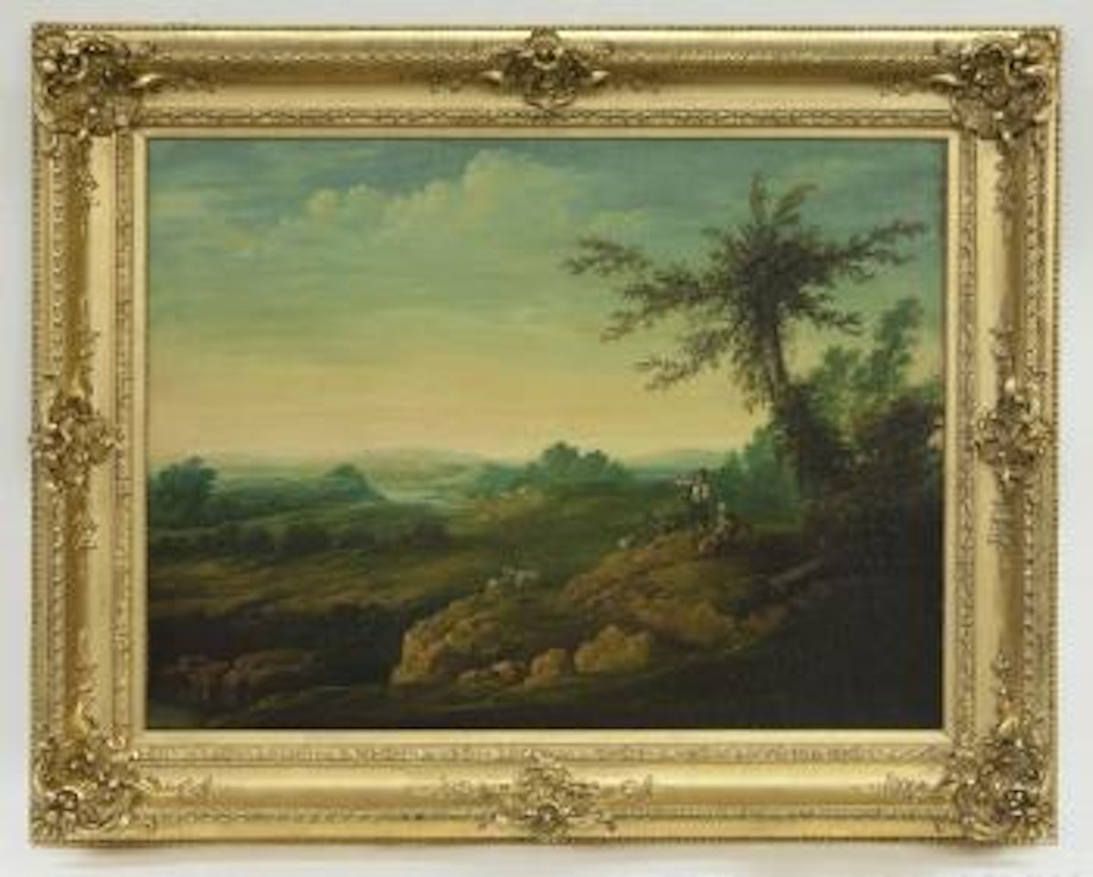 Shepherds in a pastoral landscape by French School