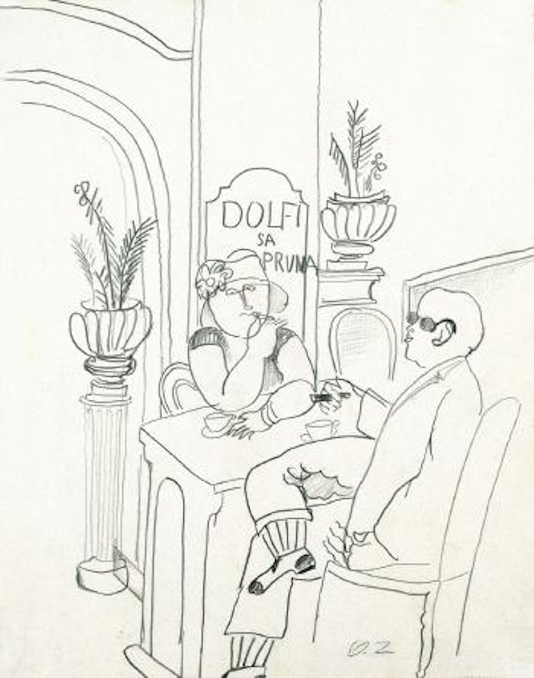 Couple dans un bar - A Couple in a Bar by Ossip Zadkine