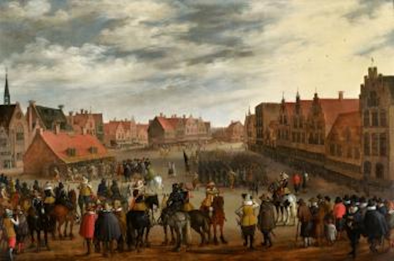 Prince Maurice of orange disbanding the troops at the Neude in Utrecht on 31st July 1618 by Joost Cornelisz Droochsloot