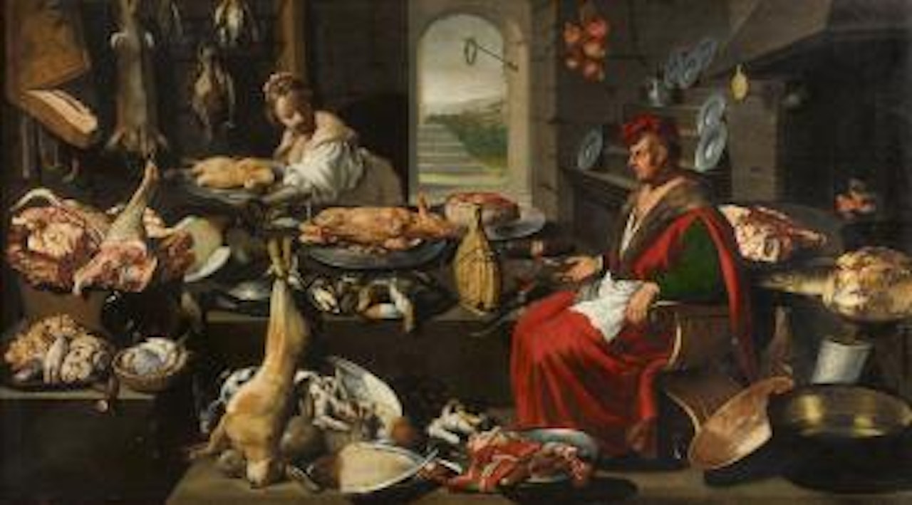 Kitchen still life by Flemish School