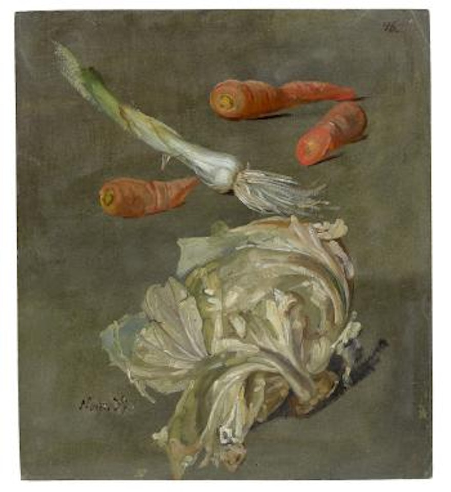 Studie von Verschiedenen Gemüsen (möhren, Lauch und Kohl) by Christian Friedrich Gille