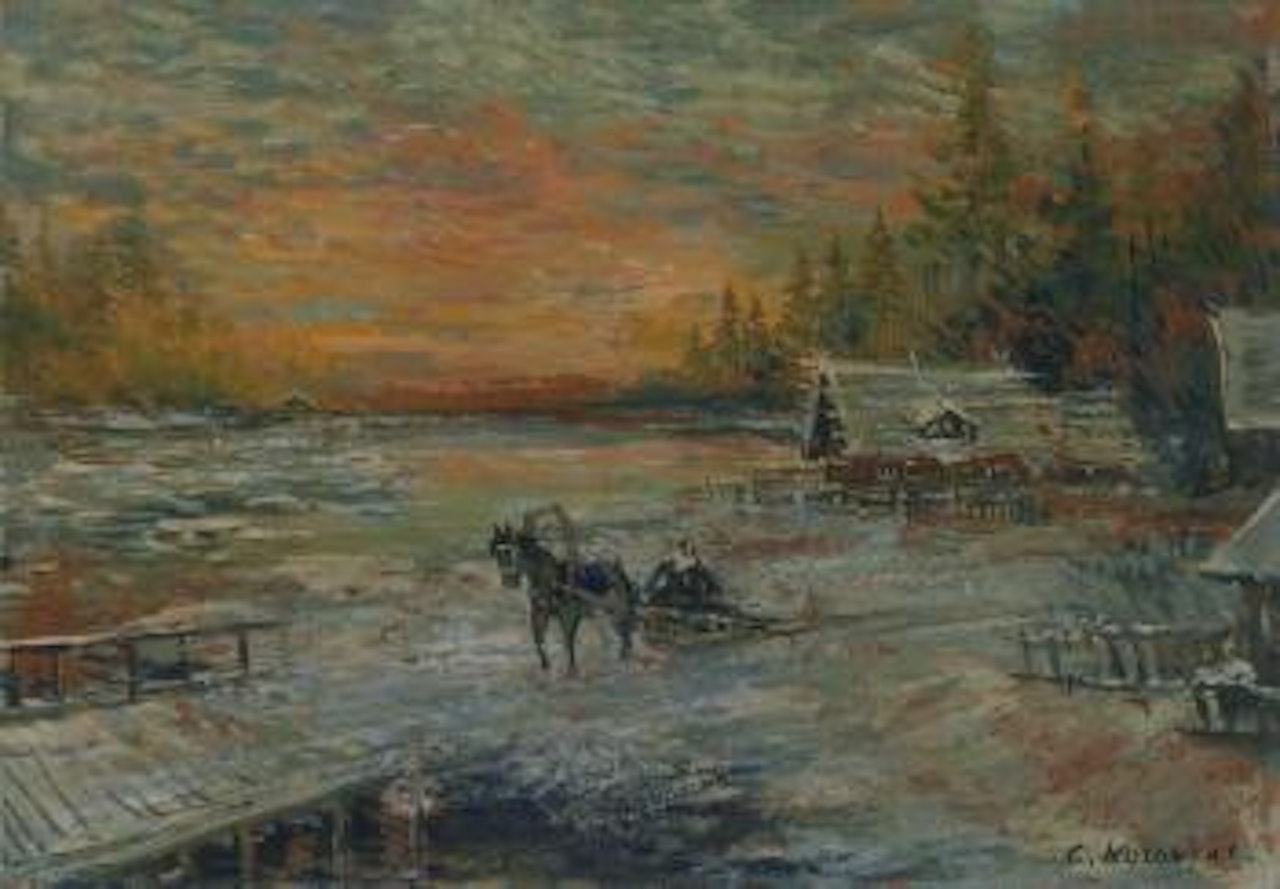 Winter Sunset , by Konstantin Alekseevich Korovin