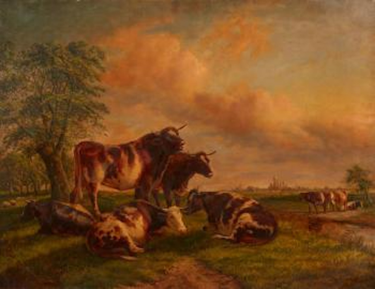 Bull with Cows, East of Kent, England by Thomas Sidney Cooper