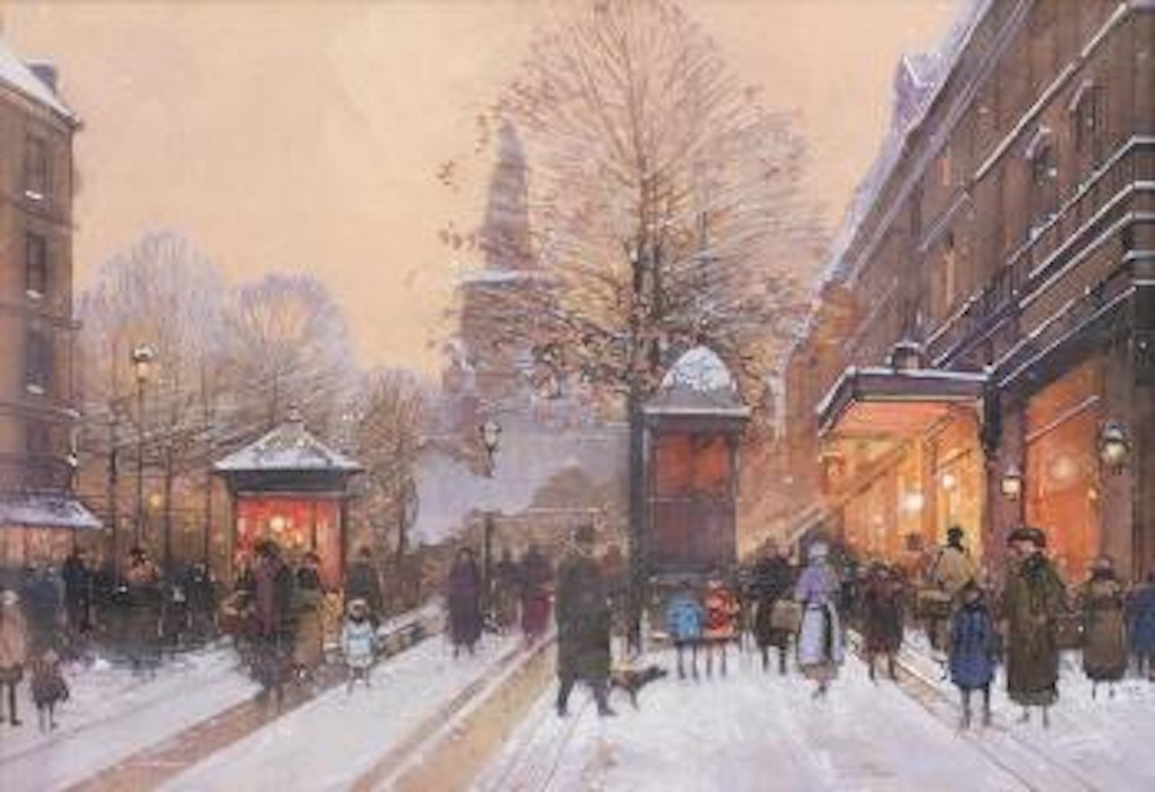 République in Winter by Eugene Galien-Laloue