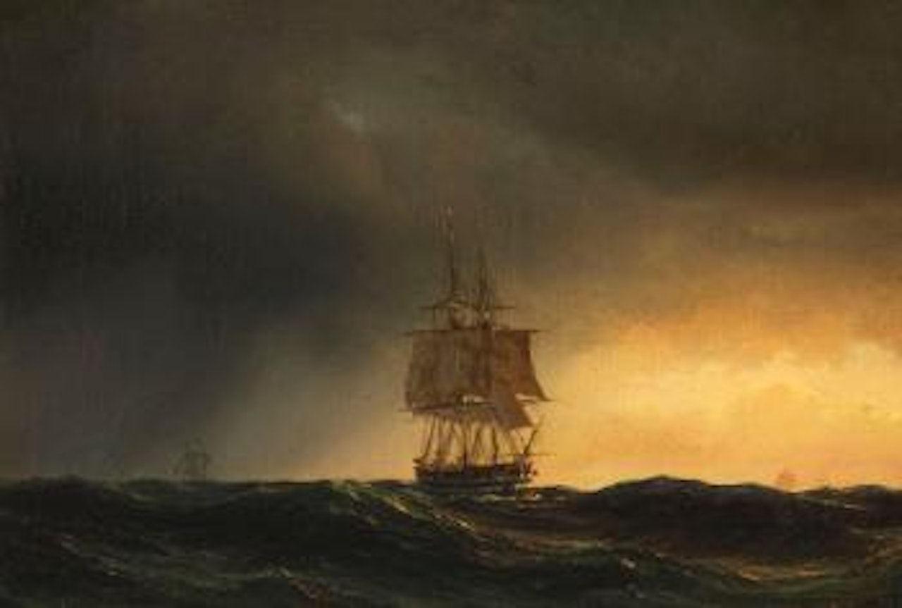 Großer Segler auf hoher See by Anton Melbye