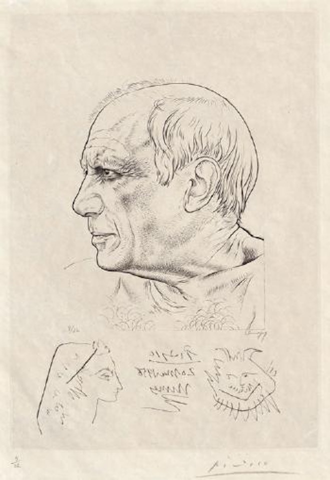 Remarque pour le Portrait de Picasso par Lemagny ,
1956 by Pablo Picasso