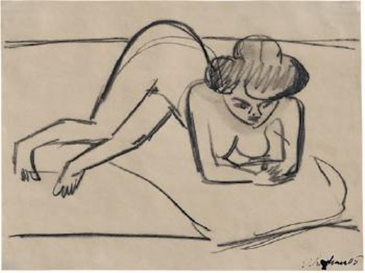 Dodo mit aufgestützten Armen by Ernst Ludwig Kirchner