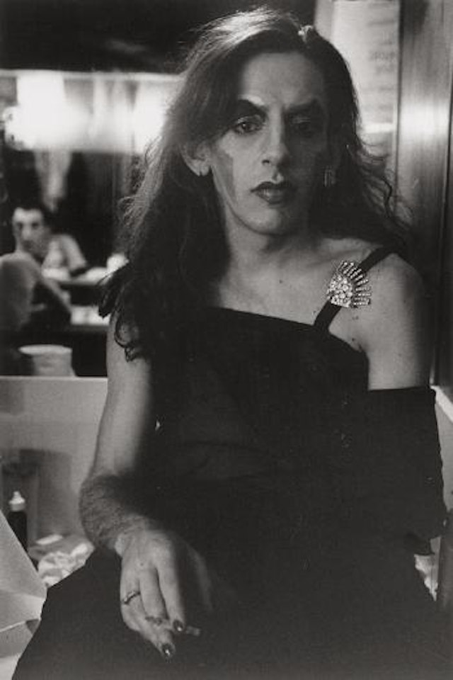 John Heys backstage during The Palm Casino Review, Bowery Lane Theatre by Peter Hujar