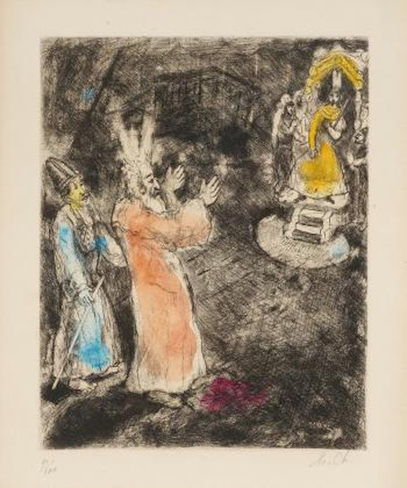 Moses und Aaron vor dem Pharao by Marc Chagall