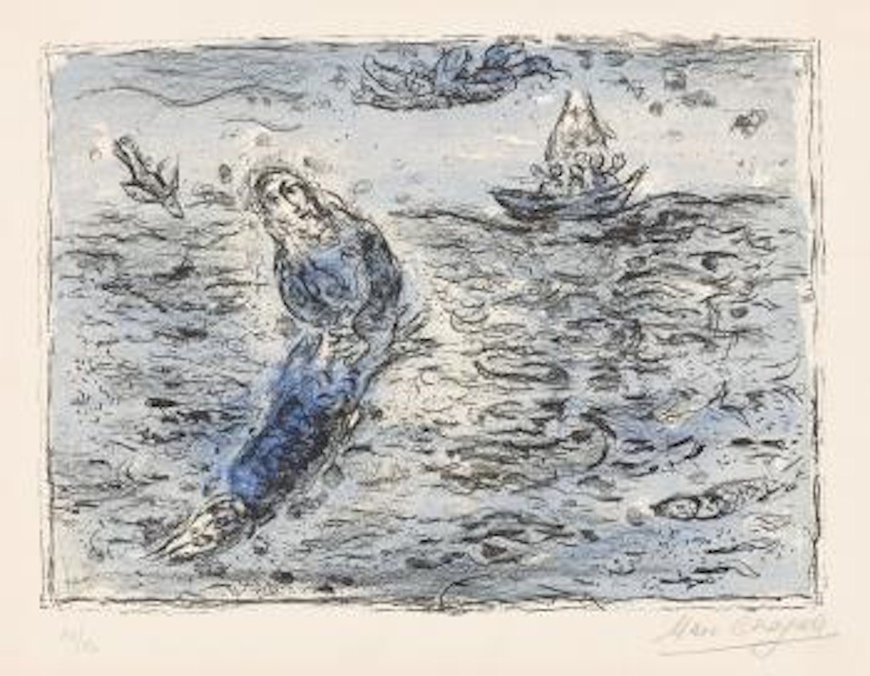 Jonas auf Blauem Hintergrund ,
1972 by Marc Chagall