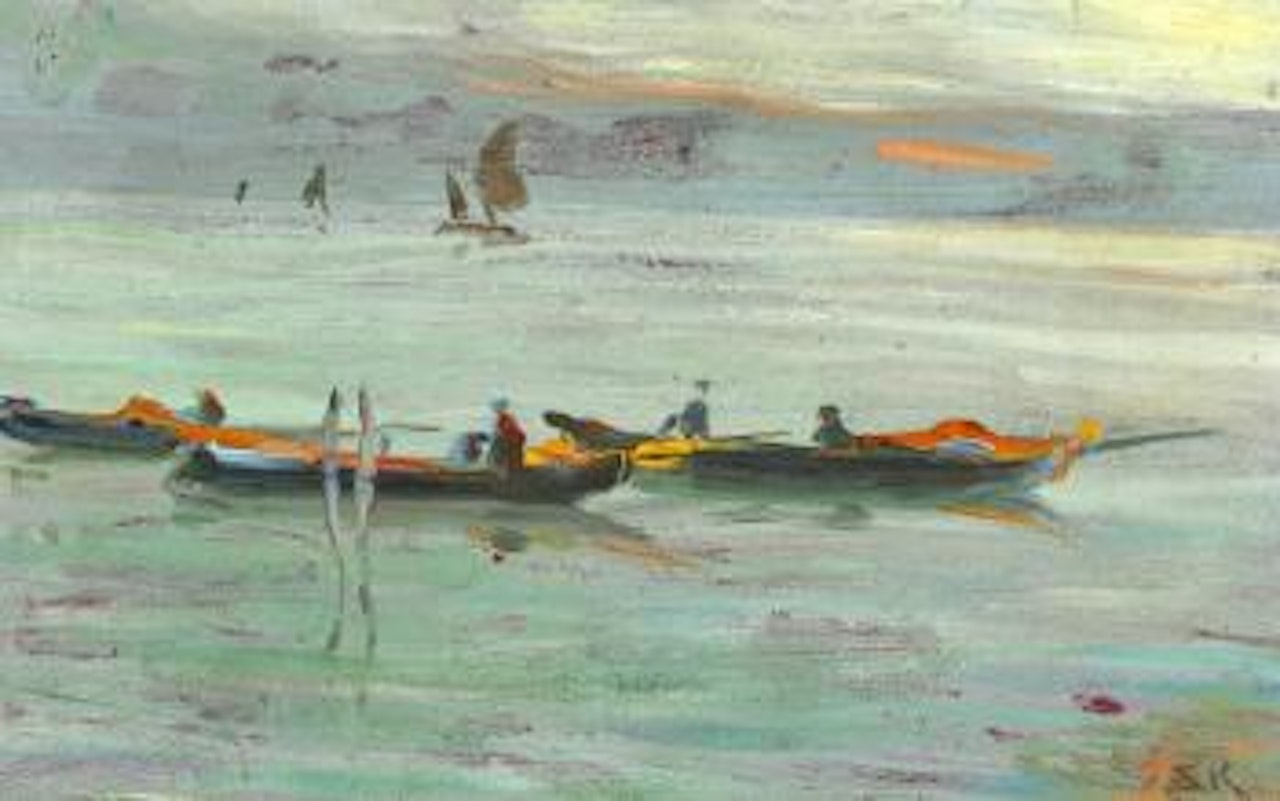 "Kystparti. Bugten ved Amalfi". Coastal scene. The bay of Amalfi. by Peder Severin Kröyer