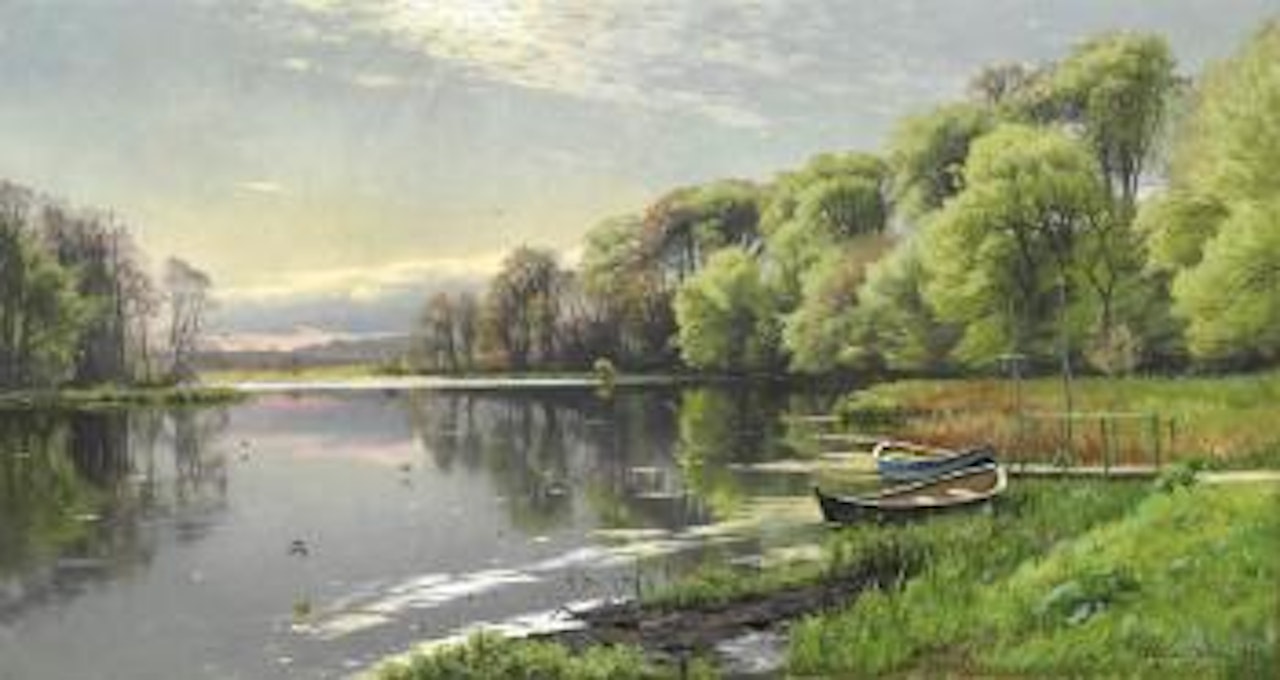 Spring day at Mølledammen (the Mill Pond) at Ørholm by Peder Mork Monsted