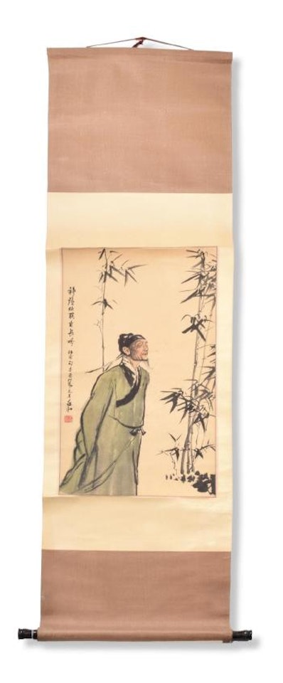 Scroll painting of du fu by Jiang Zhaohe