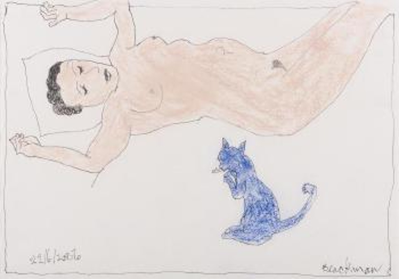 Nude with blue cat ,
2006 by Charles Blackman